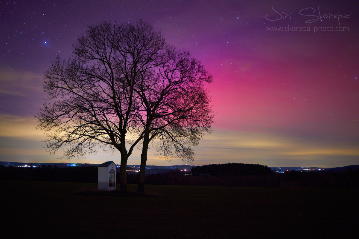 Aurora borealis, polární záře – Petrovice, Humpolecko